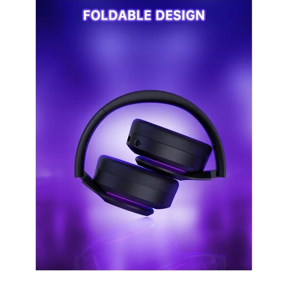 Sleek Black and Purple Wireless Gaming Headset